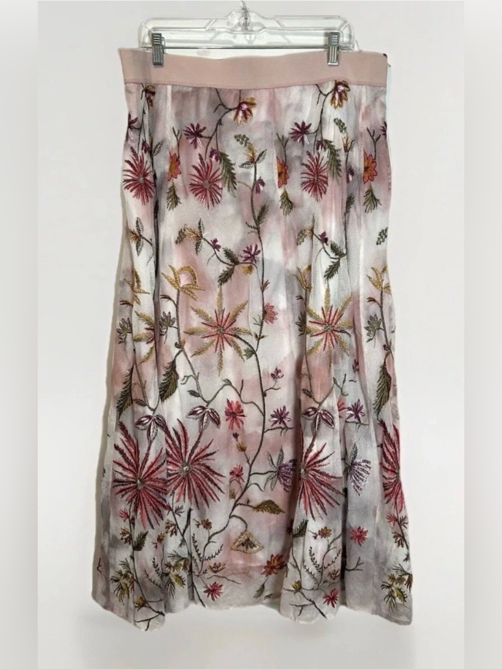 Soft Surroundings Maxi Skirt XL Embroidered Floral Pull On Splendor Gypsy Whimsy